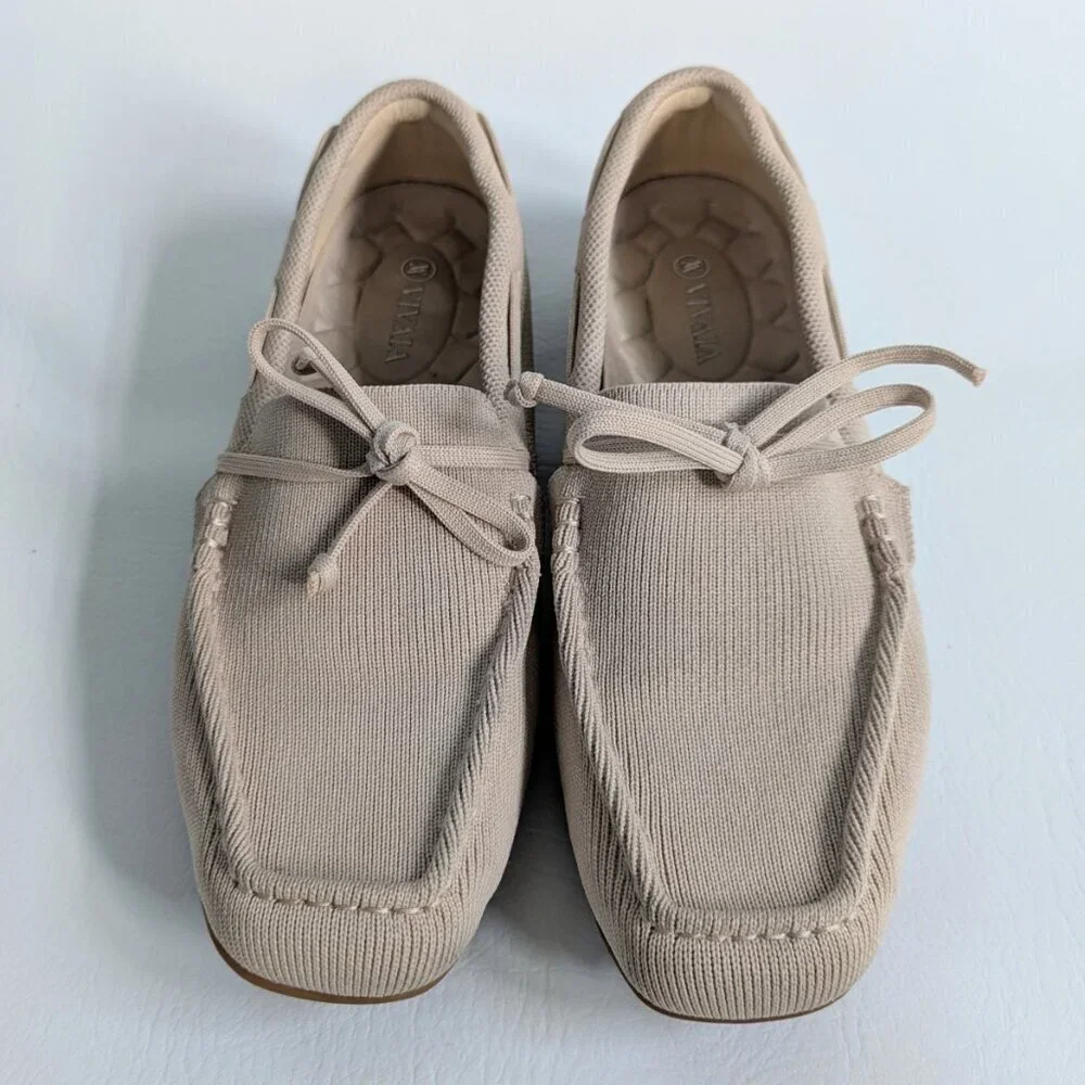 Vivaia Jackie Women's Shoes Size 8 Flat Knit Loafers Beige Square Toes - Picture 7 of 12